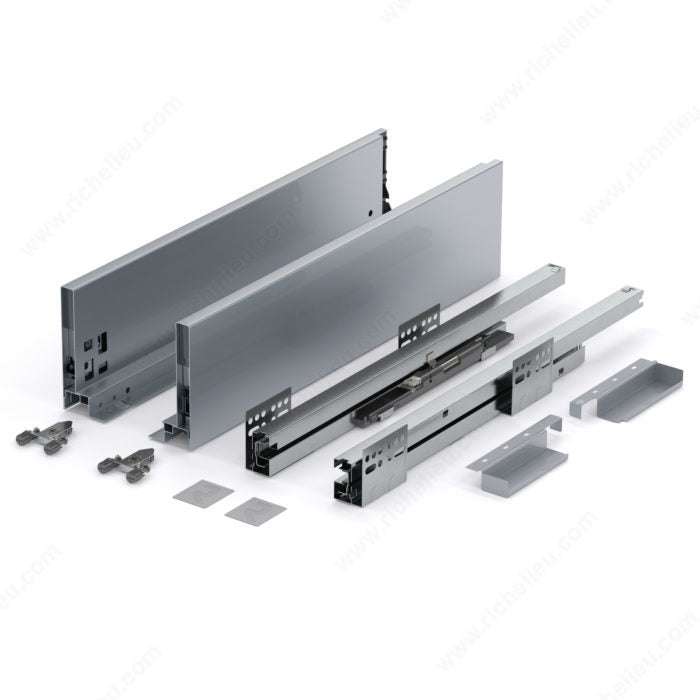 AXIAL soft-close metal drawer 116 mm height, Silver finish