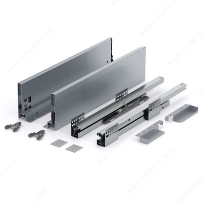 AXIAL soft-close metal drawer 116 mm height, Silver finish