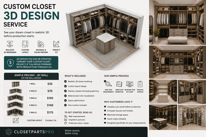 Custom Closet 3D Design Service | Walk-In Closet & Storage Design