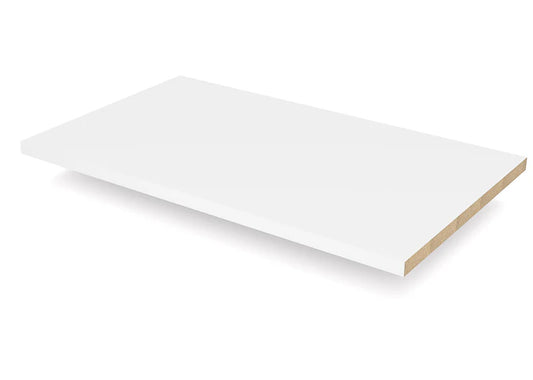 Custom cut white 3/4 inch melamine closet shelf – view 2