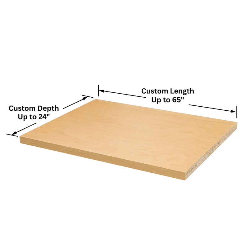 Custom cut maple woodgrain 3/4 inch melamine closet shelf