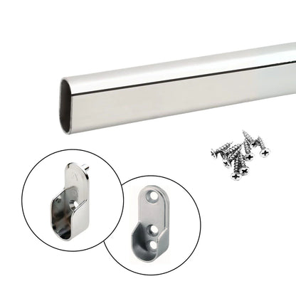 Custom Cut-to-Size Oval Closet Rod | Heavy Duty Wardrobe Hanging Rail